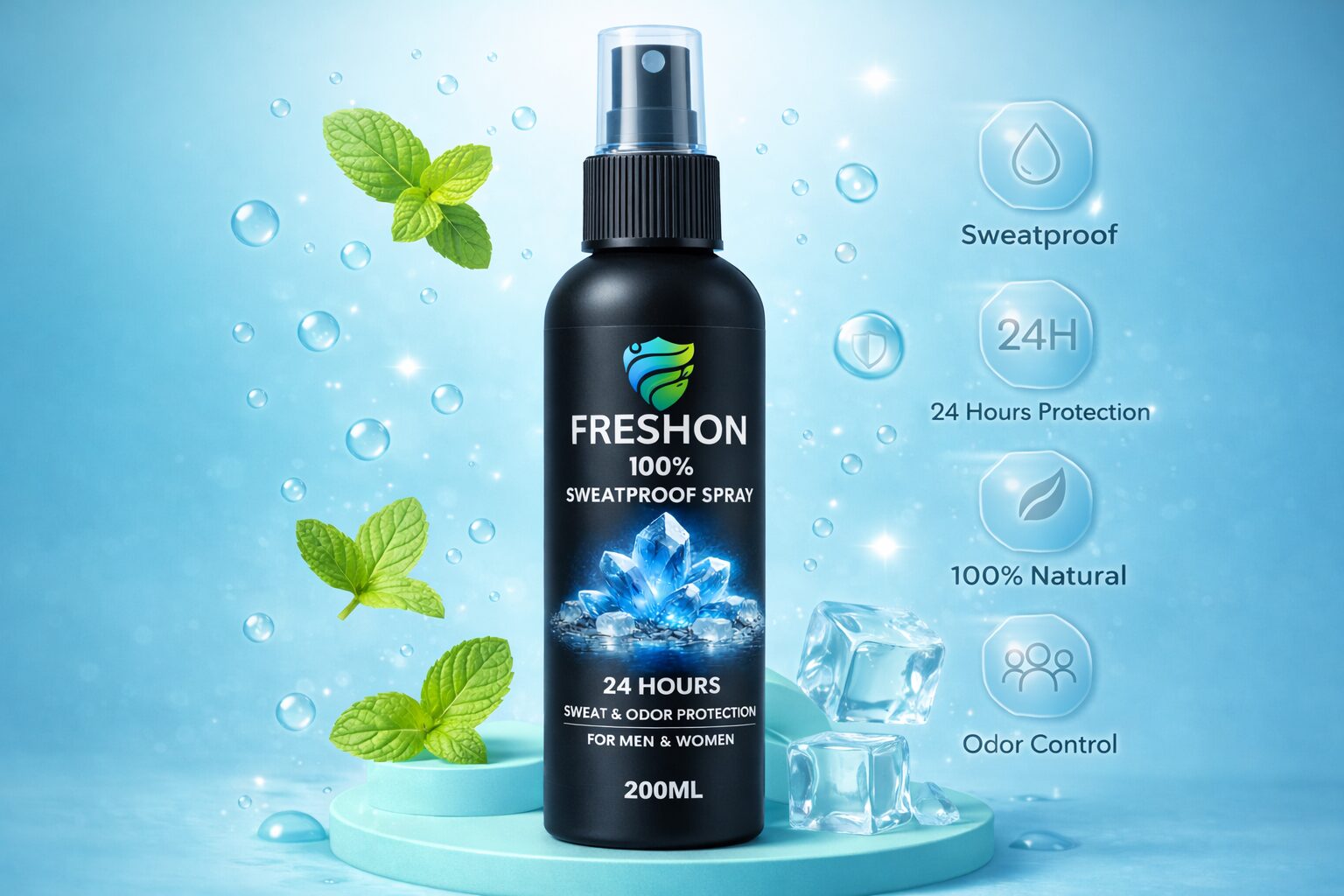 FRESHON - 100% Sweatproof Underarm Spray | 24H Sweat and Odor Protection